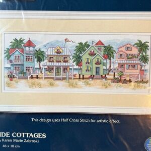 Sunset Cross Stitch Kit Seaside Cottages 13726 18x7 Karen Zadrotski Beach Houses